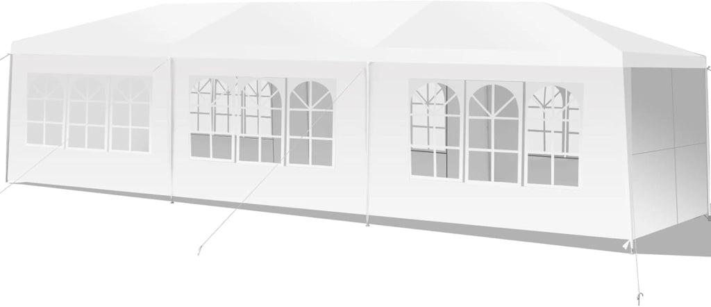 Gazebo da Giardino 3 x 9 m, Tendone per Feste con 8 Pannelli Laterali Rimovibili, Impermeabile Protezione UV, per Matrimonio Eventi e Barbecue
