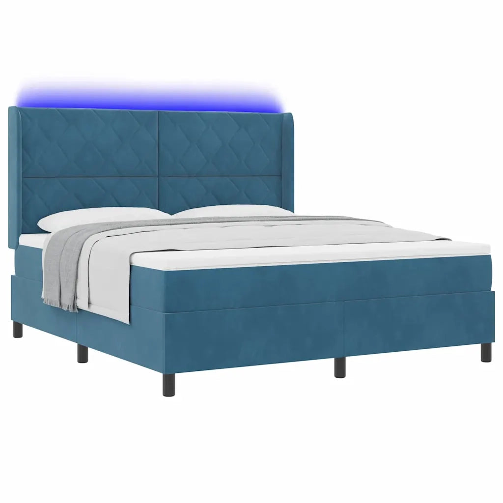 Letto a molle con strisce LED Blu 180 x 200 cm Velluto 3343938