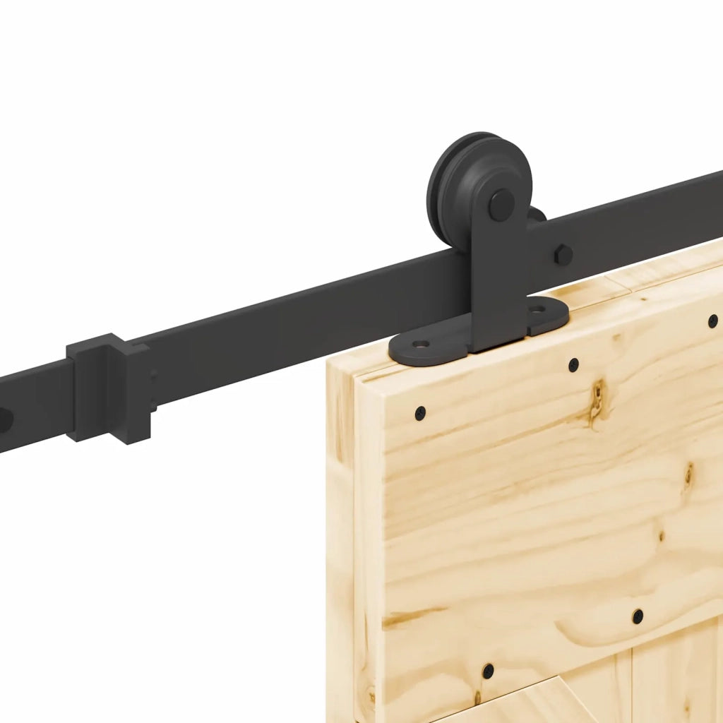 Porta scorrevole NARVIK Naturale e Nero 95 x 210 cm (213,5 cm)