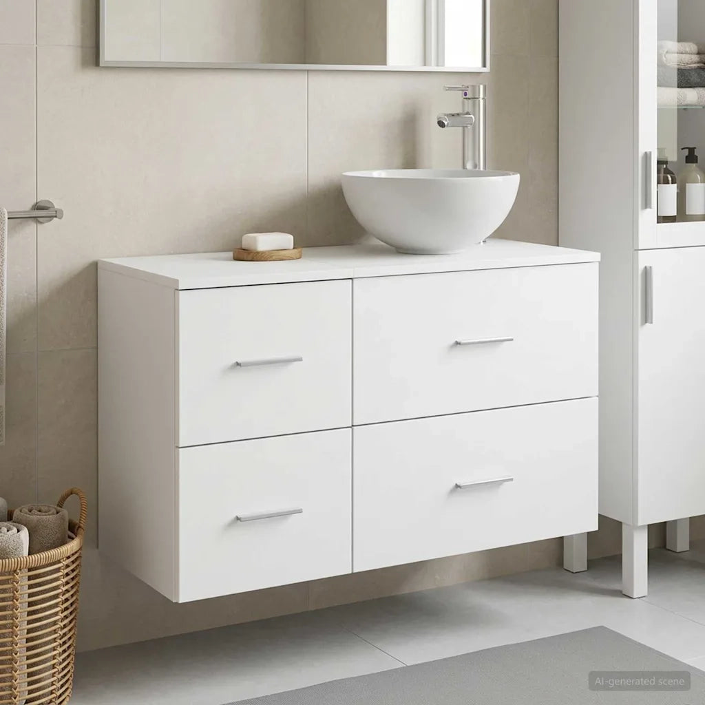 Set di mobili per il bagno 2 pcs Bianco Legno ingegnerizzato 3403952