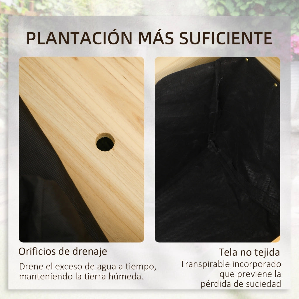 Fioriera Rialzata a L in Legno ¨C Xylo ¨C 120x120x50 cm Naturale con Telo Non Tessuto