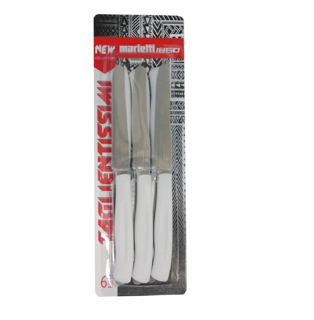 Set 6 Pezzi Coltelli da Tavola I Taglientissimi Bianco Marietti