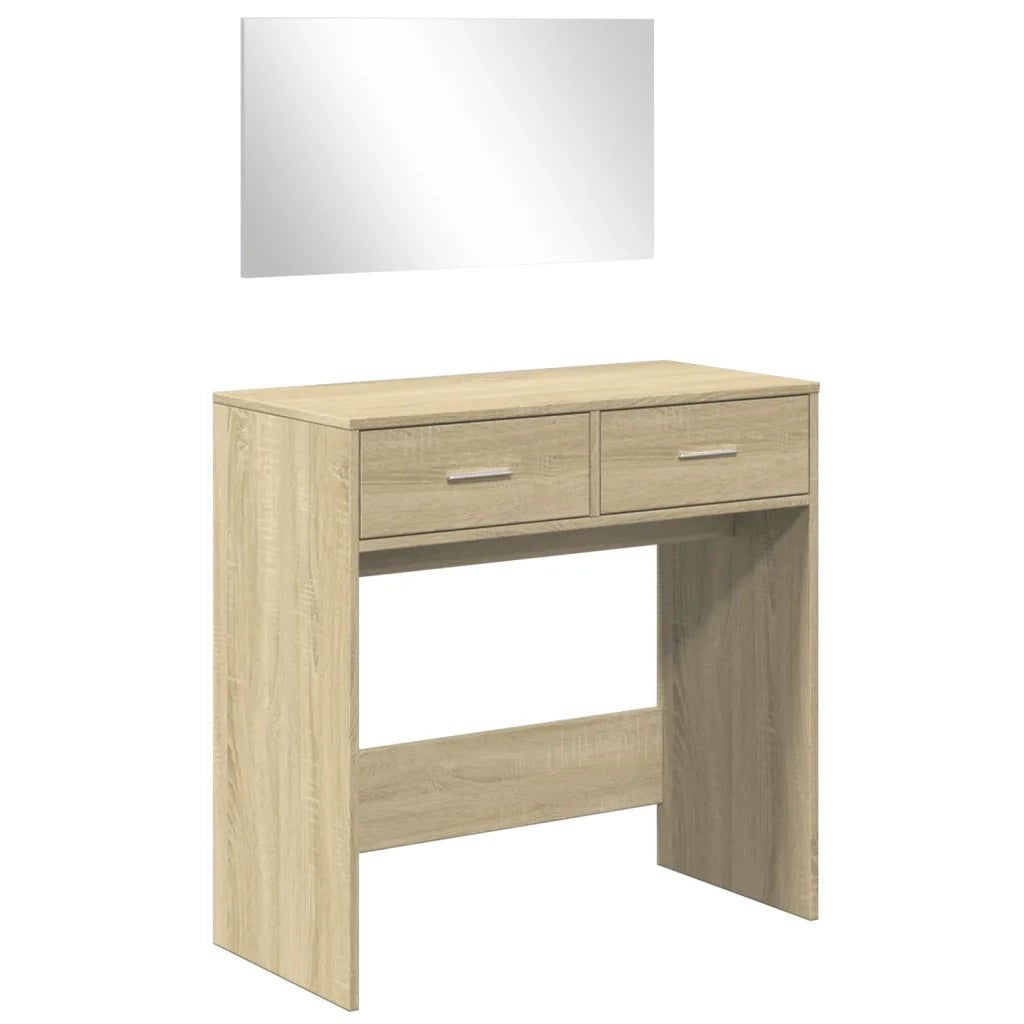 Toeletta con Specchio-Tavolo da Vanit¨¤ Rovere Sonoma 80x39x80 cm