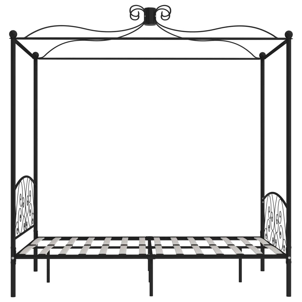 Letto a Baldacchino Nero in Metallo 140x200 cm 284477