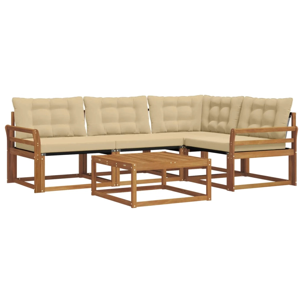 Set di divani da esterno con cuscino 5 pcs Naturale e Beige 3369436