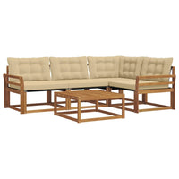 Set di divani da esterno con cuscino 5 pcs Naturale e Beige 3369436