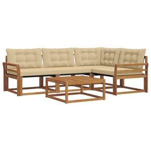 Set di divani da esterno con cuscino 5 pcs Naturale e Beige 3369436