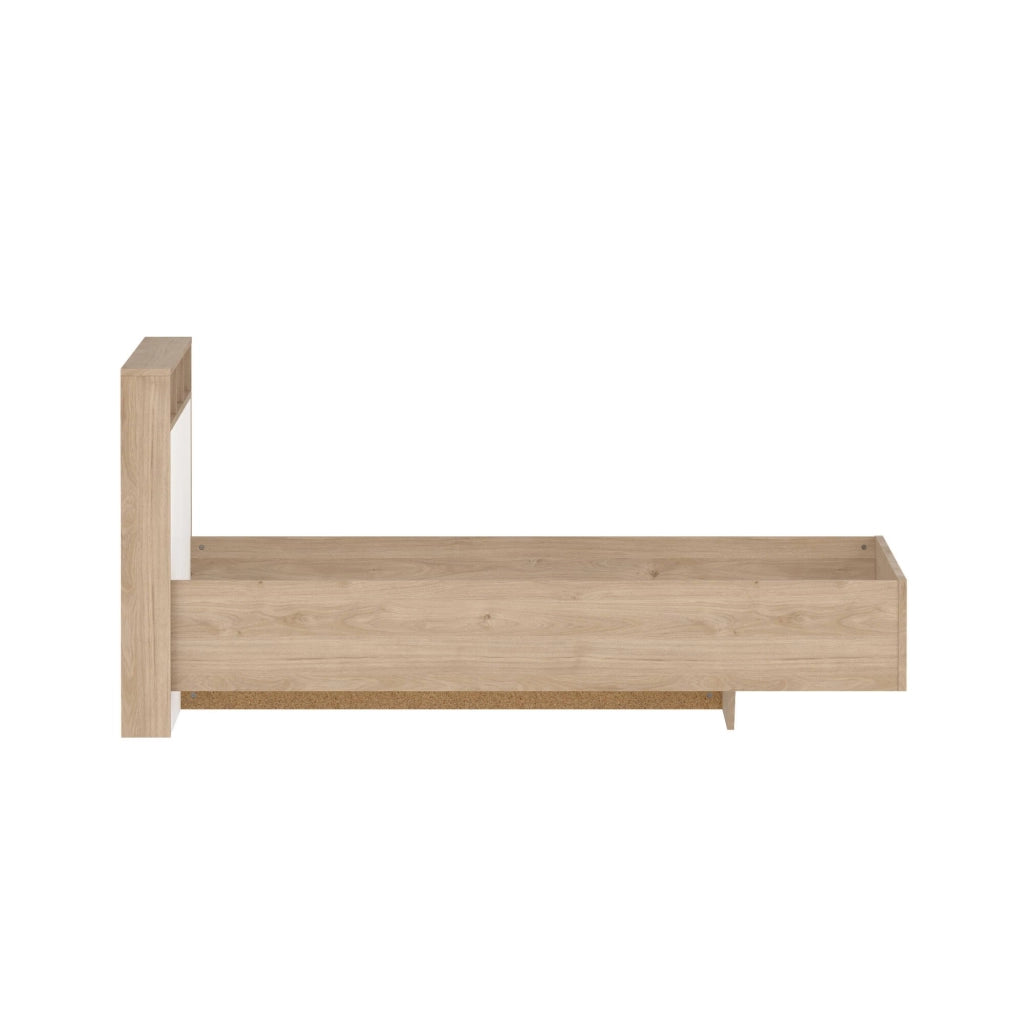 Letto piazza e mezza Zinasco, Sommier per camera da letto, Giroletto per stanza, Struttura porta materasso, 206x150 h97 cm, Rovere e Bianco