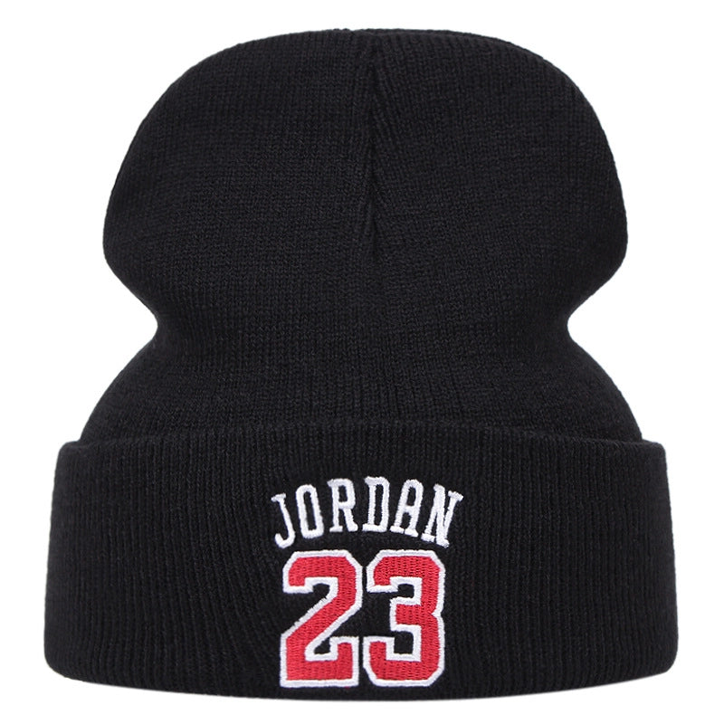 Cappelli invernali caldi in maglia ricamati Jordan 23, colore nero