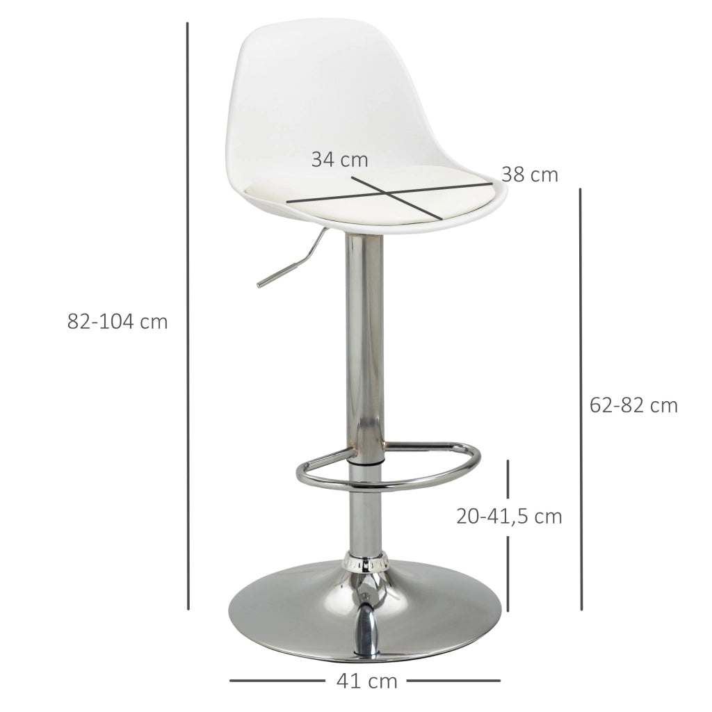 SGABELLI ALTI Set da 2 pezzi girevoli regolabili 42x38x82-104 cm Bianco Similpelle