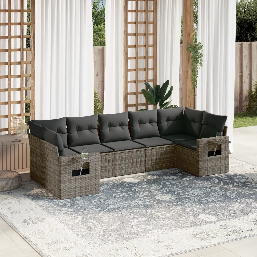Set Divani da Giardino 7 pz con Cuscini Grigio in Polyrattancod mxl 112400