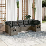 Set Divani da Giardino 7 pz con Cuscini Grigio in Polyrattancod mxl 112400