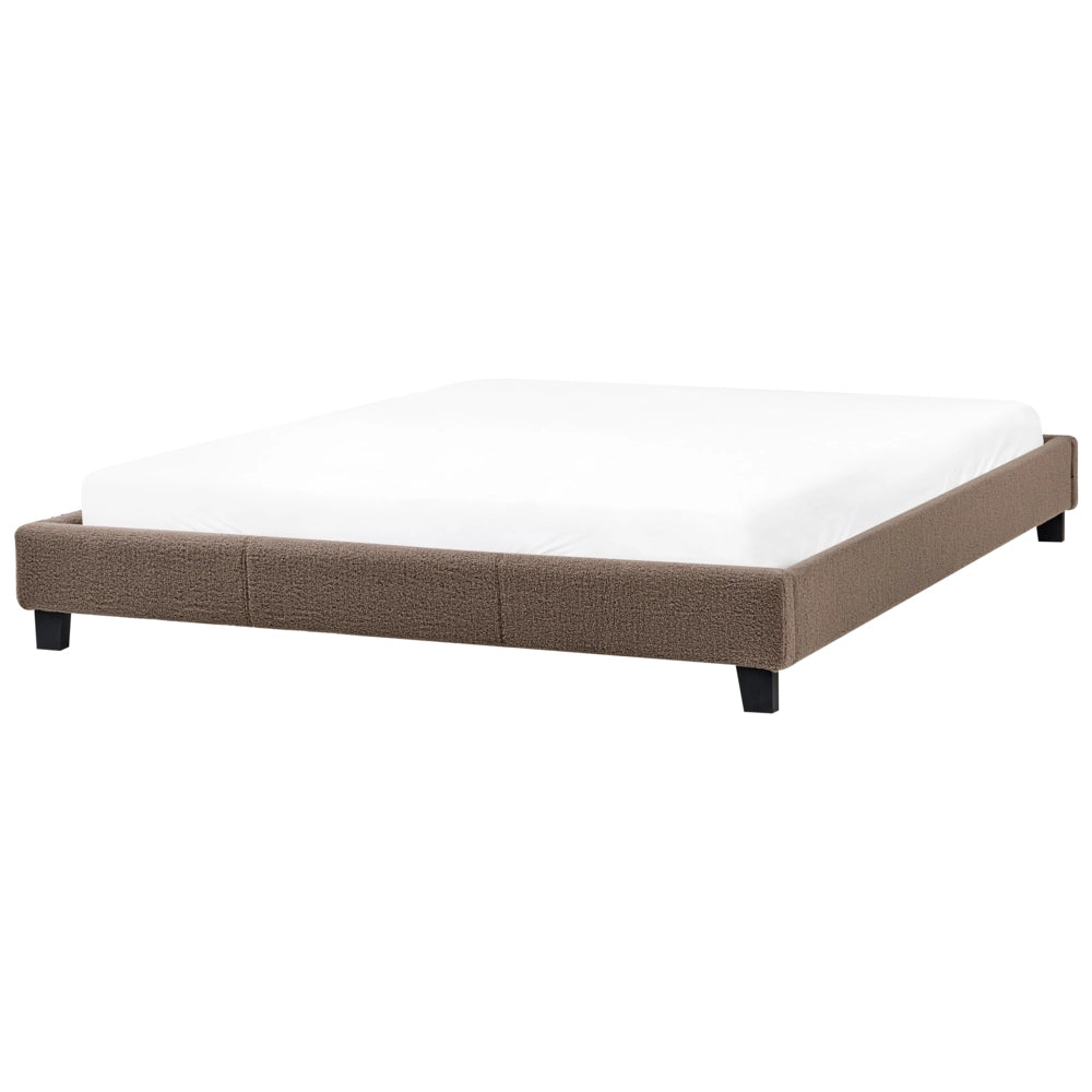 Letto 180 x 200 cm in bouclé bianco crema con rete a doghe senza testiera 180 x 200 cm