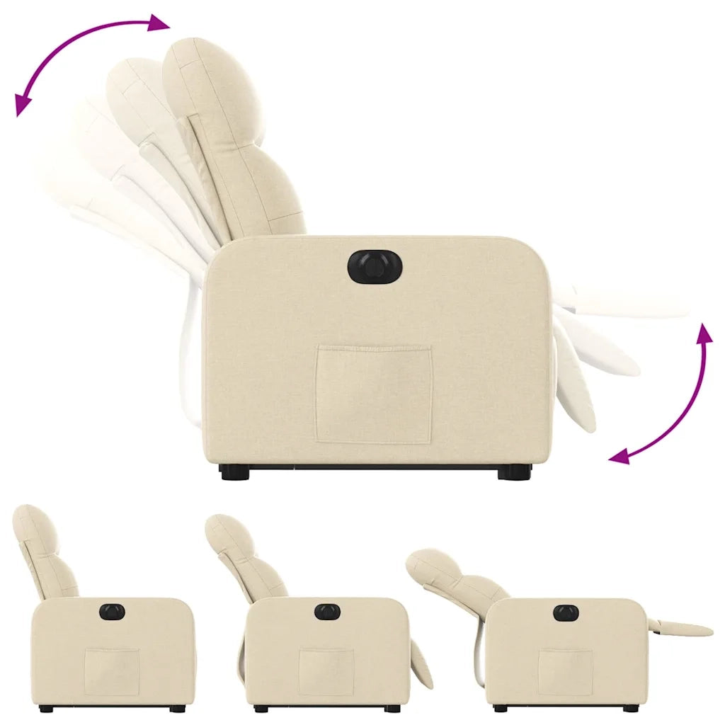 Poltrona | Sedia Relax Alzapersona Reclinabile Elettrica Crema in Tessuto