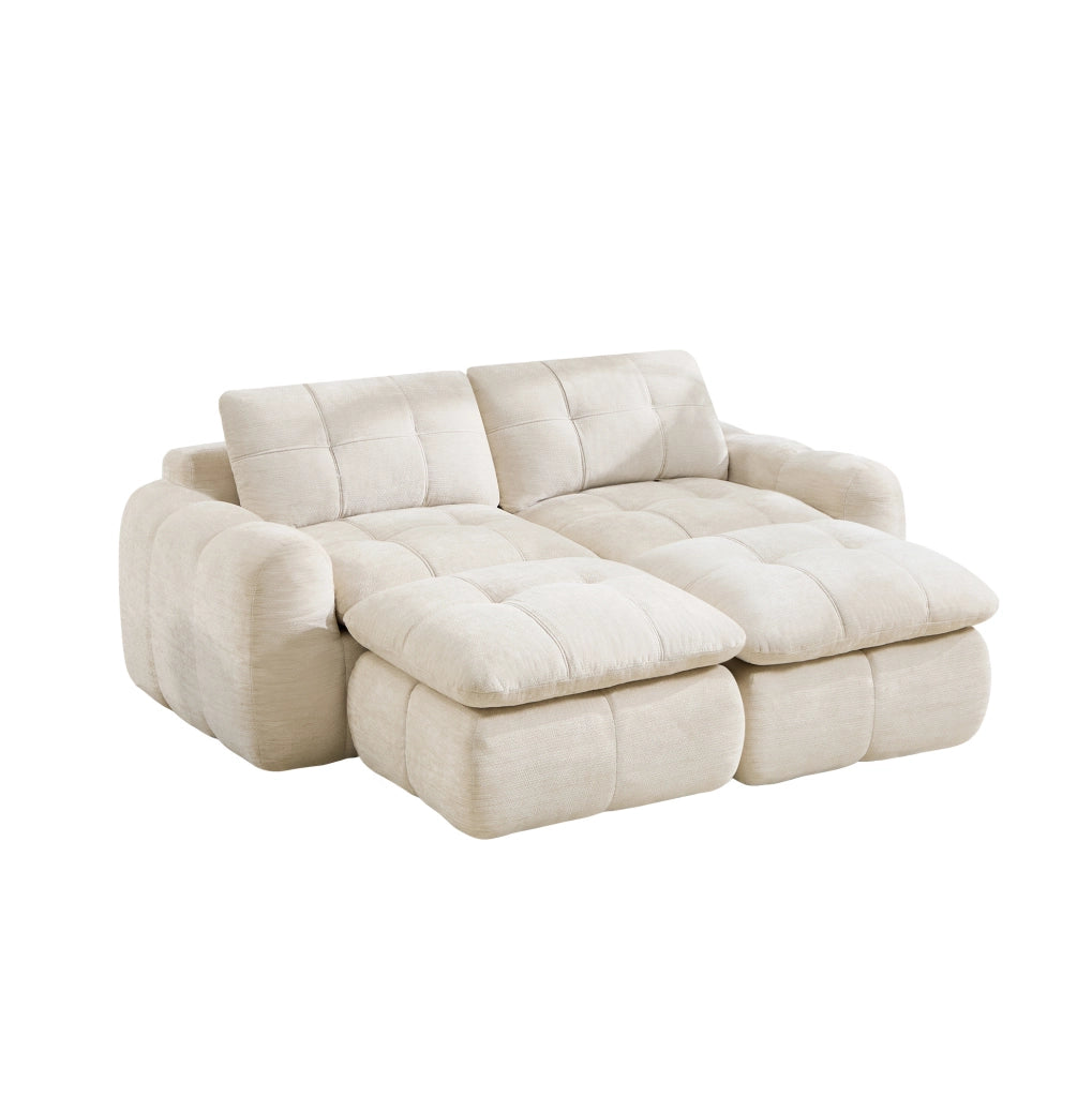 Divano modulare senza struttura 194x160x68 cm in tessuto chenille beige