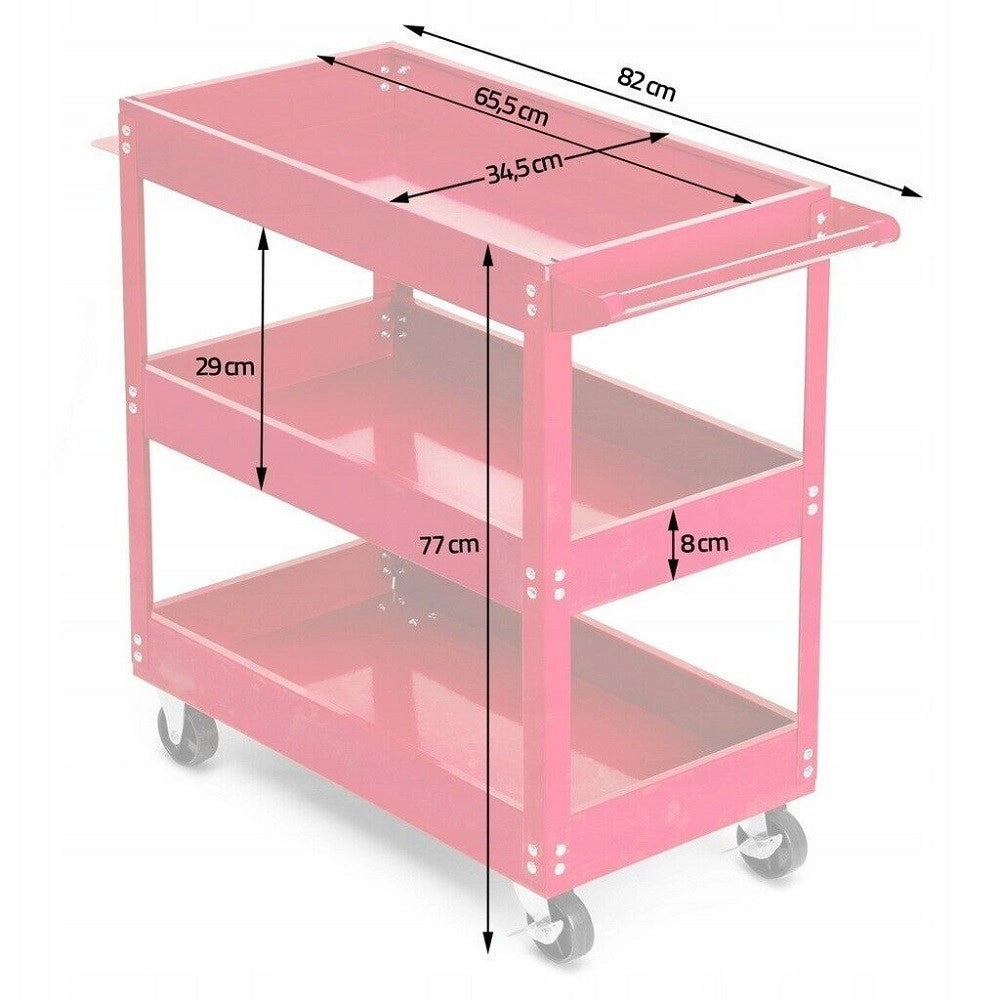 Trade Shop - Carrello Per Attrezzi Da Officina Portautensili 3 Ripiani Con 4 Ruote 89824 -