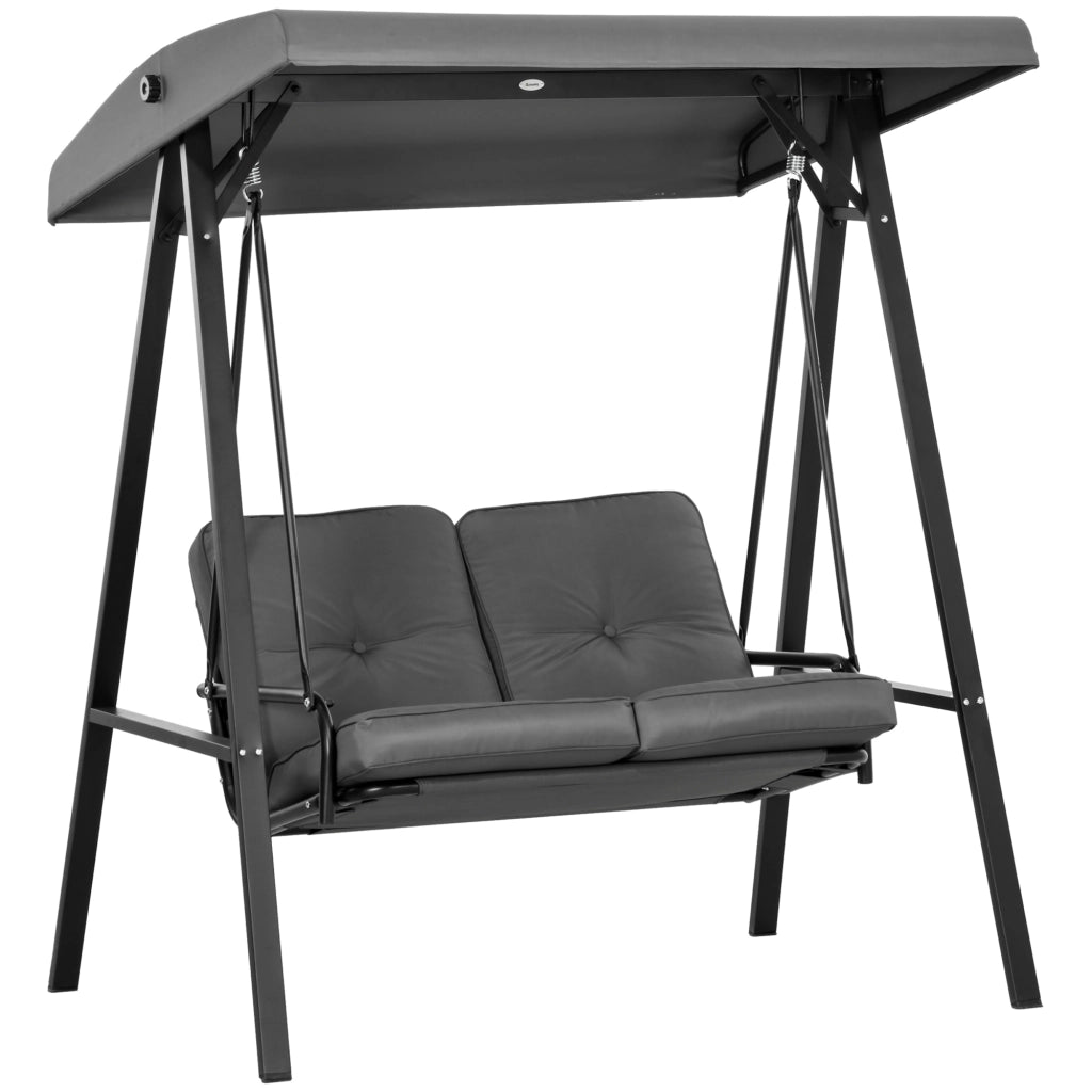 Dondolo da Giardino 2 Posti con Tetto Regolabile e Cuscini ¨C MINIMAL ¨C Antracite, 145x116x172 cm