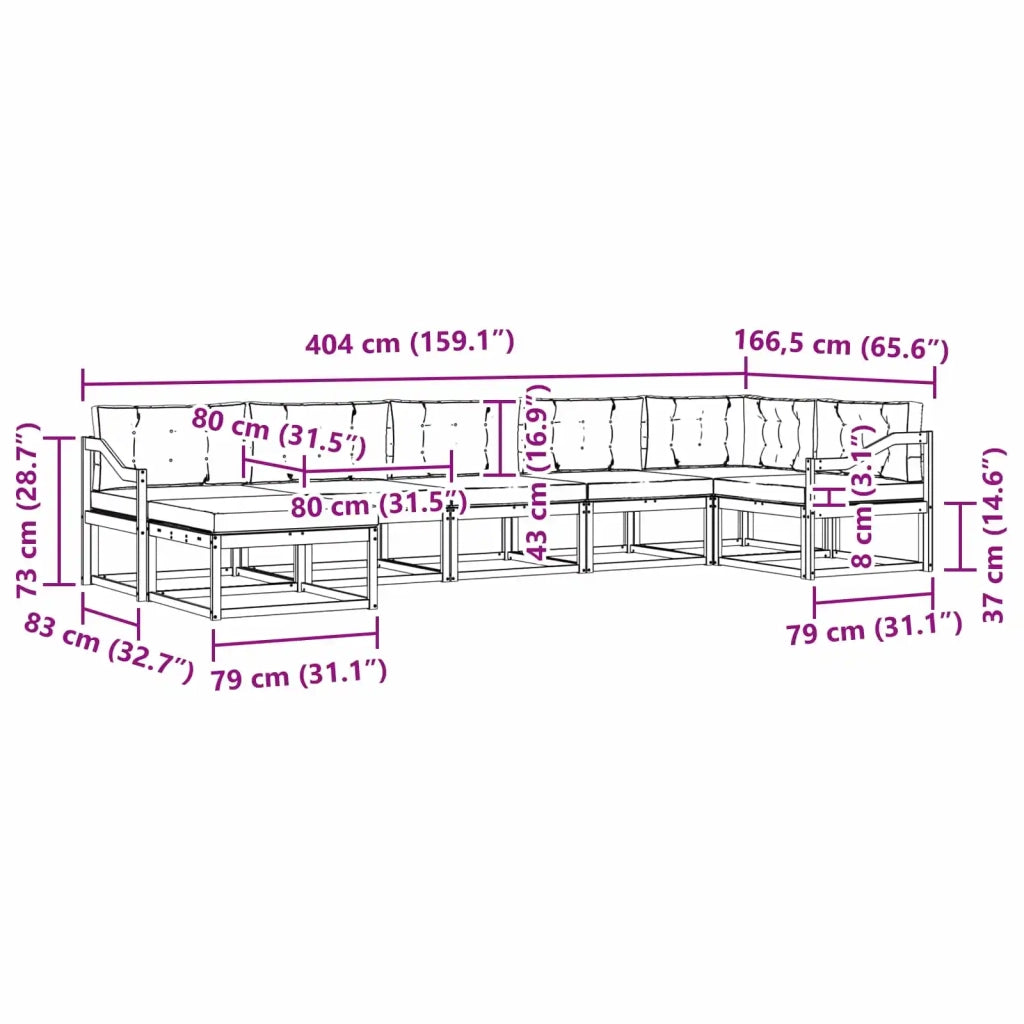 Set di divani da esterno 7 pz Bianco e Beige 3386777