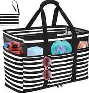 Borsa da spiaggia grande con chiusura a cerniera e sacchetto umido impermeabile - Borsa da spalla grande per vacanza di spiaggia