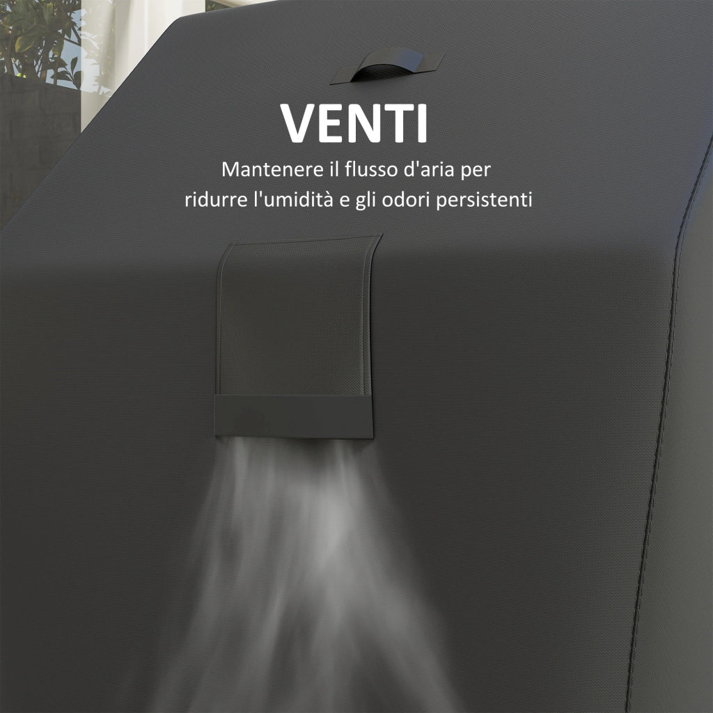 Copertura per Barbecue Rettangolare 147x61x122 cm Impermeabile e Antivento in Tessuto Oxford 600D UPF30+ Nero