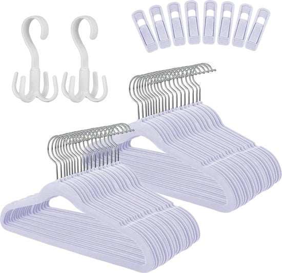 Hangers per bambino in velluto lilla - 60 pezzi - 33 cm - antiscivolo - morbidi e spazievendenti - per camicie e abiti bambino