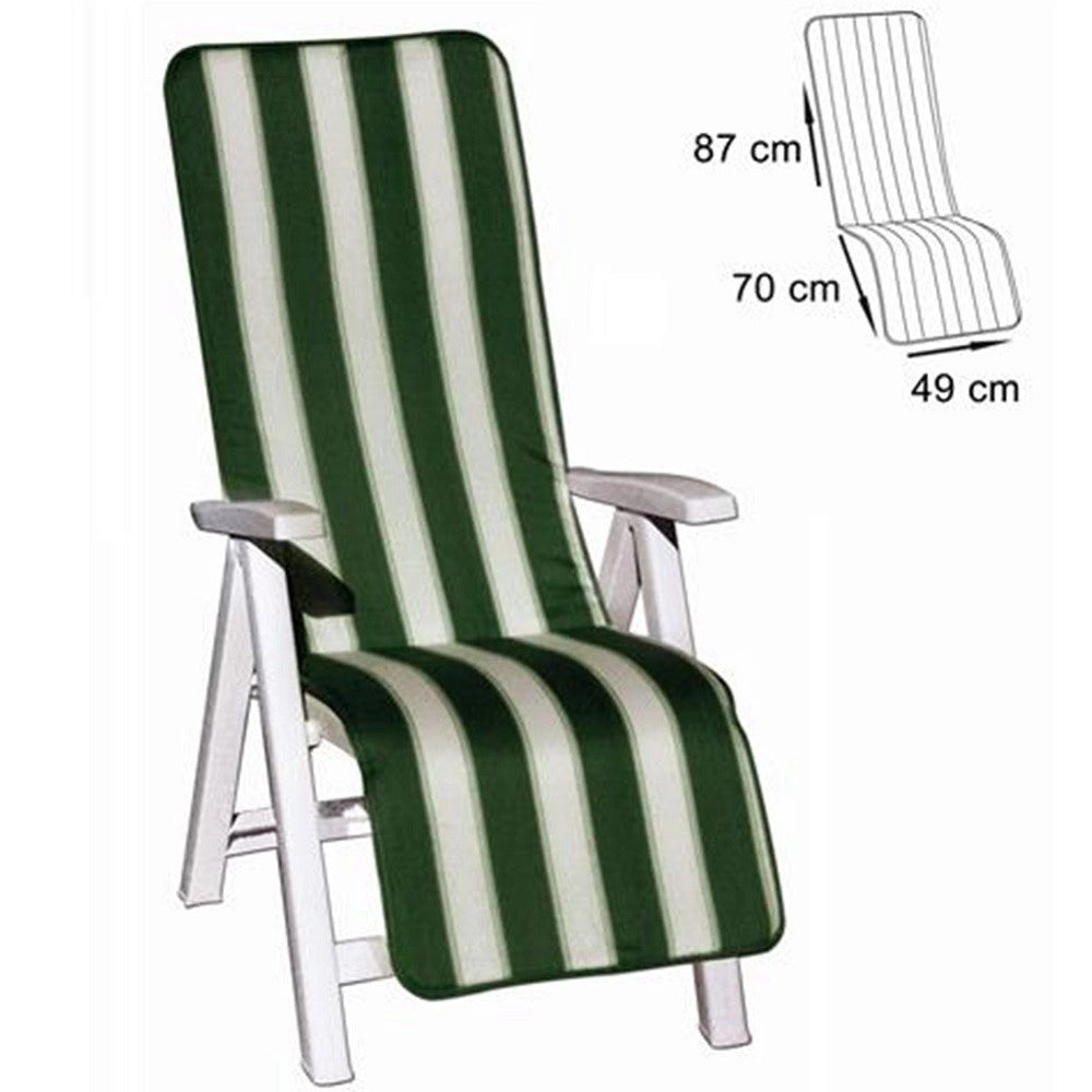 Trade Shop - Cuscino Coprisedia Sedia Sdraio Giardino Seduta Schienale Righe Verde 157x49cm -