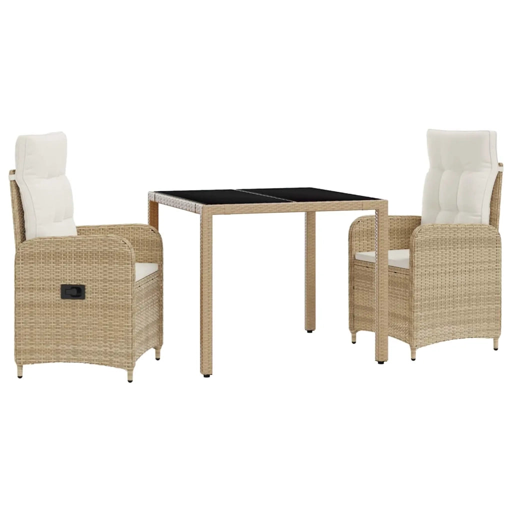 Set da pranzo per esterni 3 pcs Beige e Bianco Crema 3422336