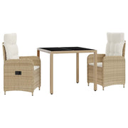 Set da pranzo per esterni 3 pcs Beige e Bianco Crema 3422336