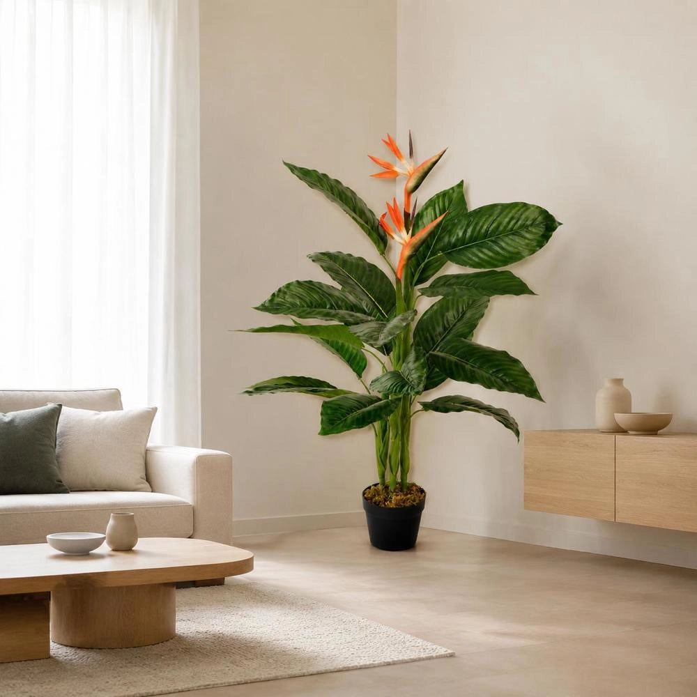 Artificial Strelitzia Plant With Pot, Red, 100 Cm