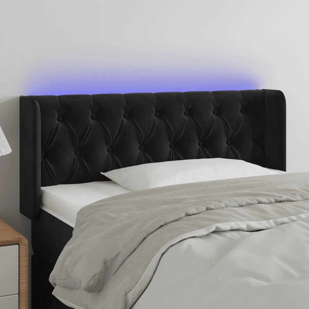 Testiera | Testata a LED Nera 103x16x78/88 cm in Velluto