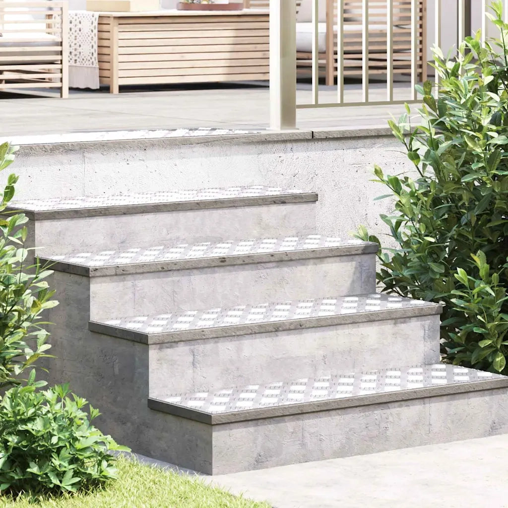 Gradini per Scale 2 pz | Tappetini per scale autoadesivi Argento 100 x 30 cm Alluminio