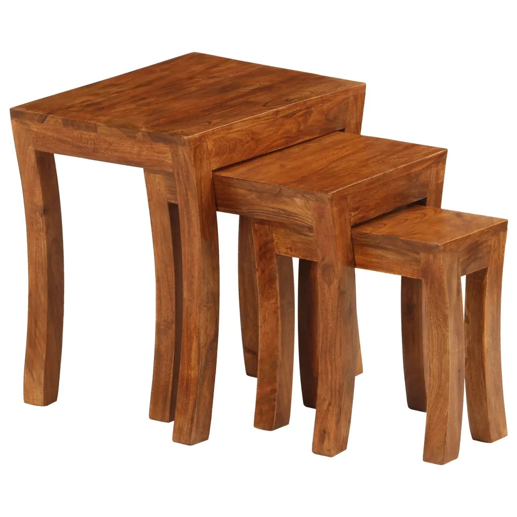 Tavolini Impilabili 3 pz | Tavolo laterale Massello di Acacia 50x35x50 cm Marrone