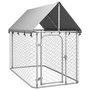 Cuccia/gabbia/recinto per animali domestici da esterno con tetto 200 x 100 x 150 cm argento 02_0041906