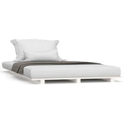 Letto singolo | Letto per adulti | Giroletto senza Materasso Bianco 100x200 cm Legno Massello Pino