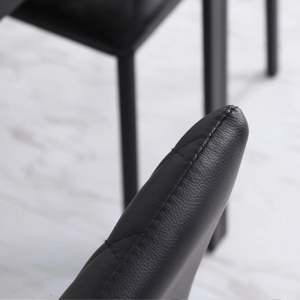Set 4 Sedie da Pranzo in Finta Pelle Effetto Diamantato Nero