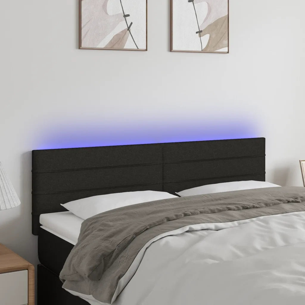 Testiera | Testata a LED Nera 144x5x78/88 cm in Tessuto