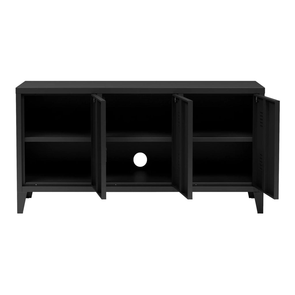 Mobile porta TV mensola per soggiorno con 3 ante 58 x 113 x 40 cm nero 03_0010070