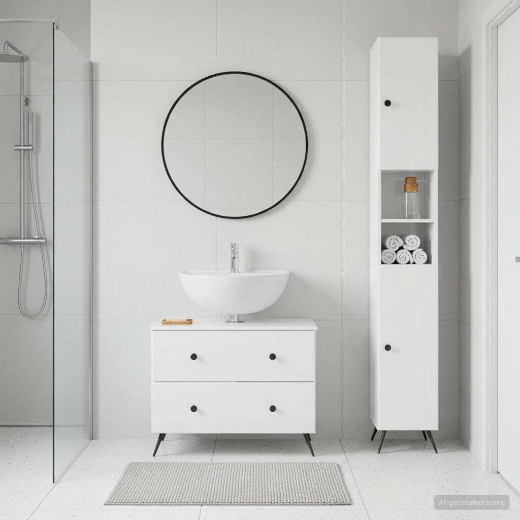 Set di Armadi da Bagno da 2 Pezzi BREDA Bianco Lucido 3417562