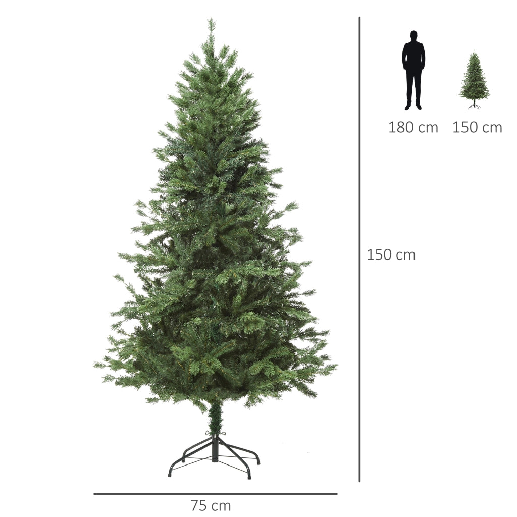 Albero di Natale Artificiale Verde ¨C zephmum ¨C ?75x150 cm con Base Plegabile