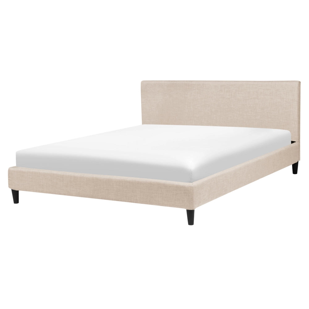 Letto 160 x 200 cm Tessuto a doghe in tessuto beige contemporaneo
