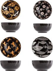 Bowl per Ramen 8 scatole in plastica riciclabili, resistenti a microonde e lavastoviglie, nero