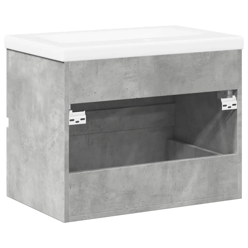 Set Mobili da Bagno | Armadio da bagno 2 pz Grigio Cemento in Legno Multistrato