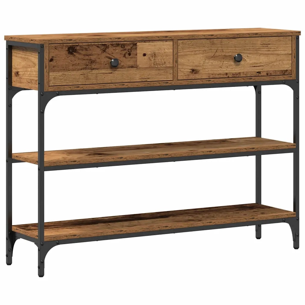 Tavolo Consolle | Tavolo d'Ingresso con cassetto Legno vecchio 100 x 25 x 75 cm