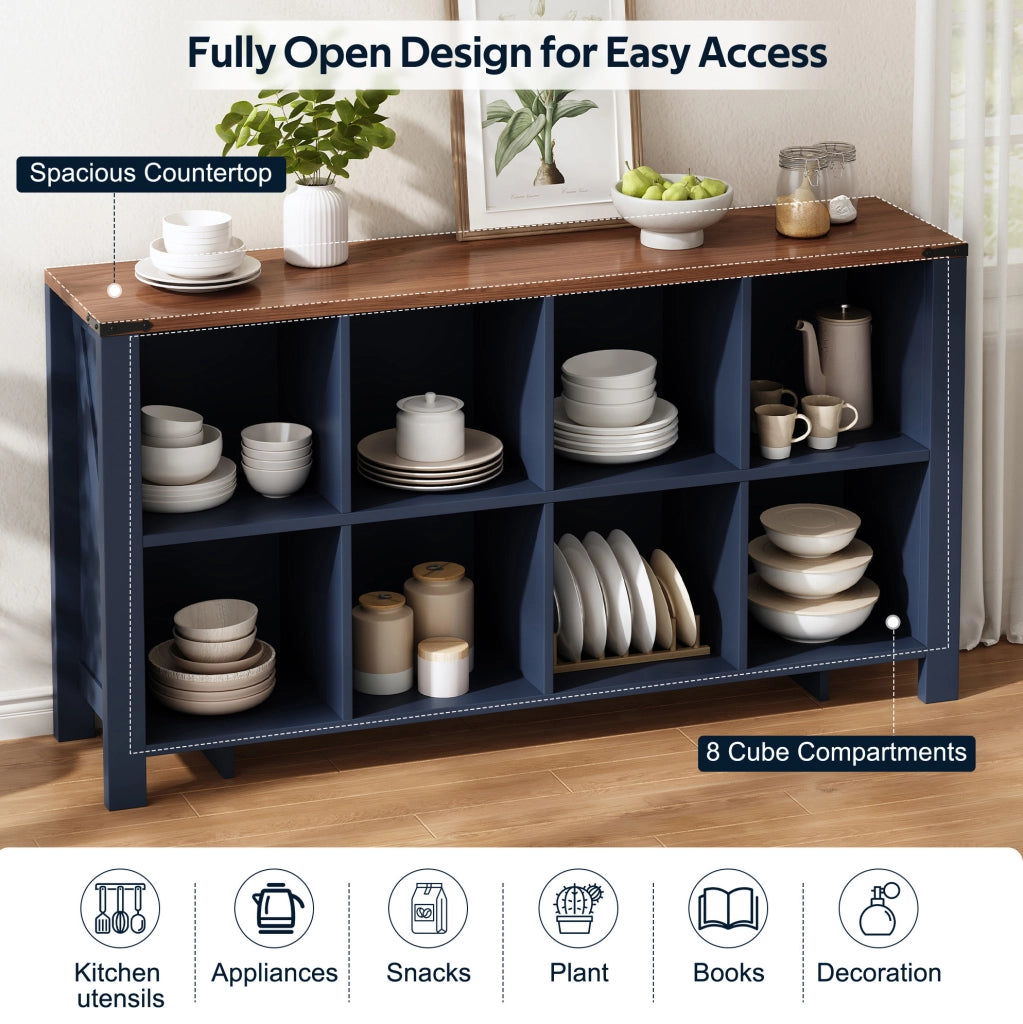 Mobile libreria con 8 vani aperti 140 x 34 x 75 cm in MDF blu