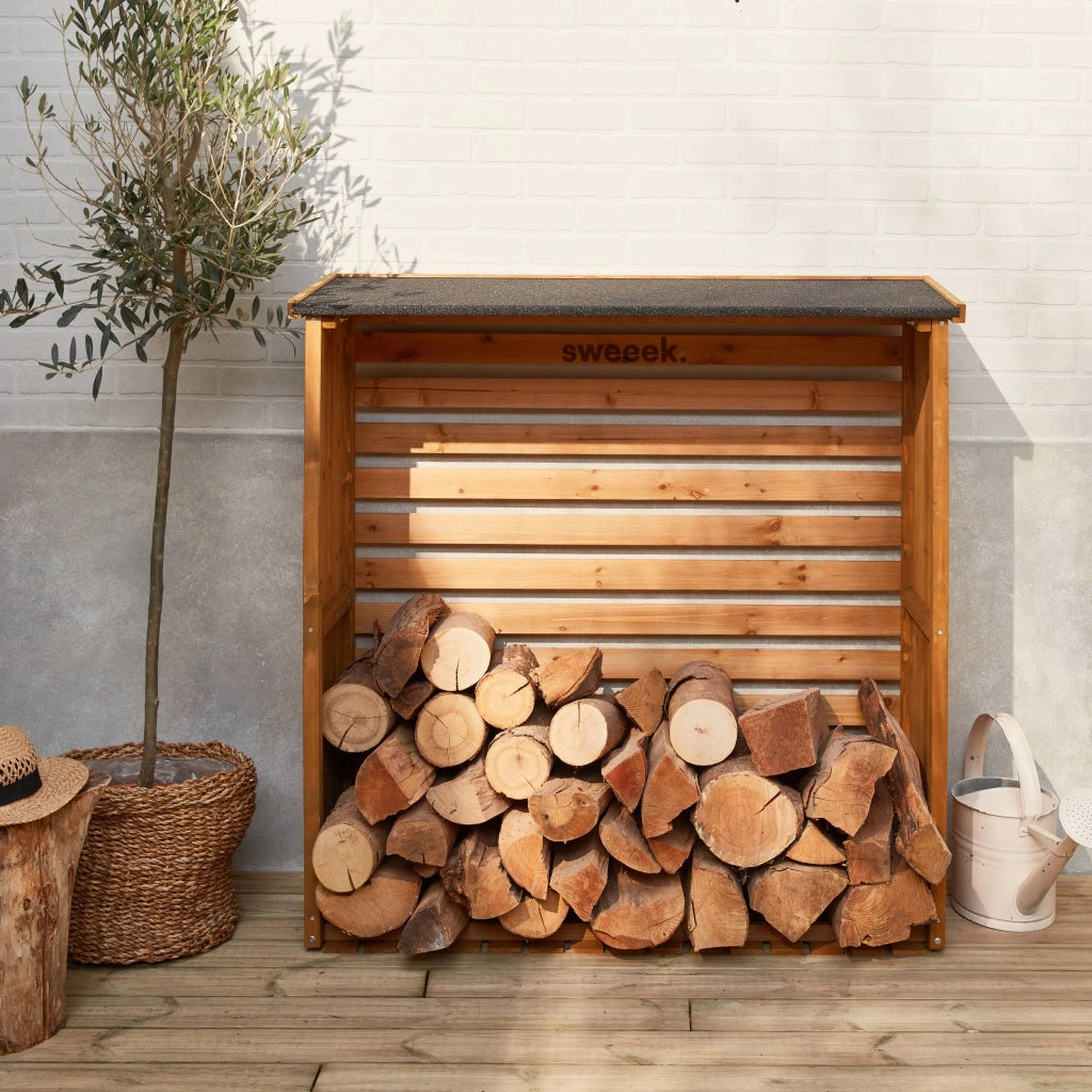 Set 2 portalegna in legno di abete, marrone naturale