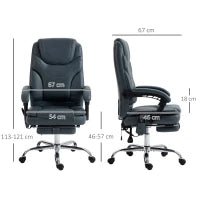 Sedia da Ufficio Massaggiante e Riscaldante con Poggiapiedi, in Pelle PU e Acciaio, 67x67x113-121 cm, Grigio
