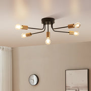 Lampada da Soffitto Benfleet con 5 Bracci in Metallo Nero con Attacchi Ottone lux.pro