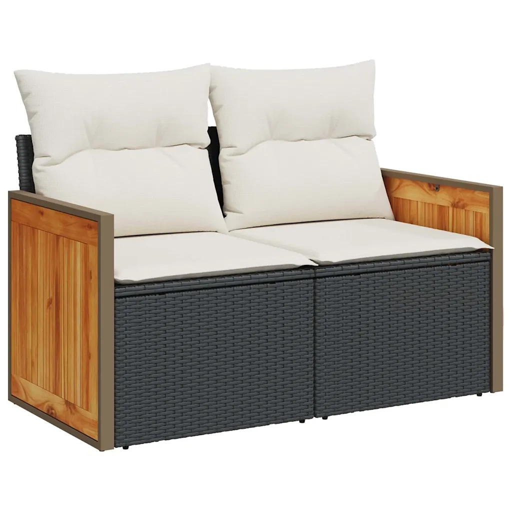 Set Divani da Giardino 4 pz con Cuscini Nero in Polyrattan 3326004