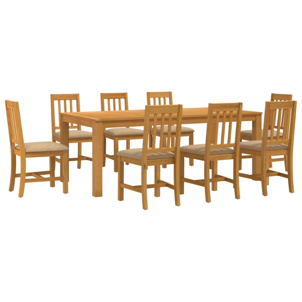 Set da pranzo 9 pz Beige Legno di Quercia Massello 3430402