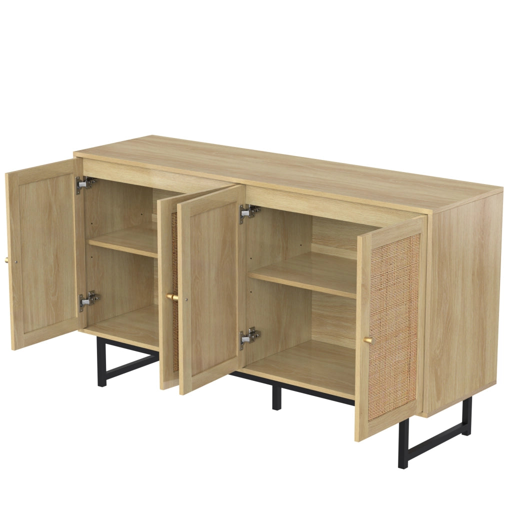 Credenza con Rattan ¨C MINIMAL ¨C 4 Ante, 140x39,5x80 cm